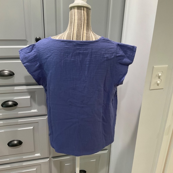 Three Dots Double Gauze Top, Blue, Various Sizes, NWT - Picture 5 of 7